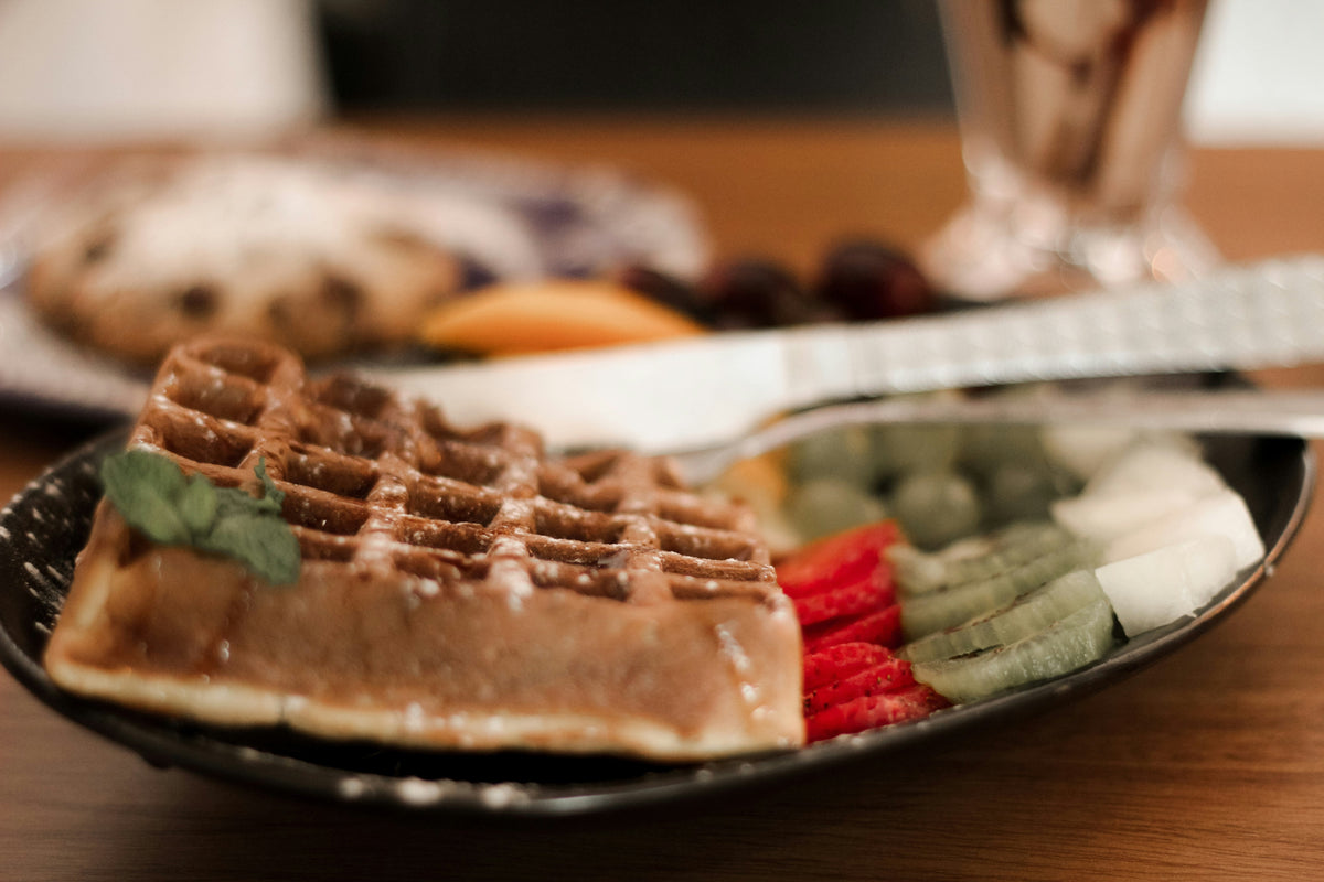 waffles de avena con matcha